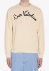 Valentino Beige Embroidered Wool Sweater In Neutral