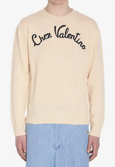 VALENTINO CHEZ LOGO WOOL KNIT SWEATER