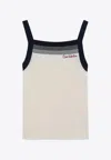 Valentino Sleeveless Knitted Top Striped Detail In White