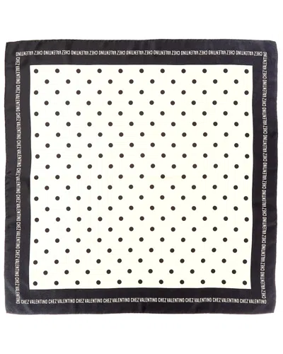 Valentino Chez Polka Dot Printed Silk Scarf In Black