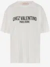 Valentino Cotton Slogan Print Drop Shoulder T-shirt In White