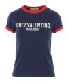 Valentino Crew Neck Cotton T-shirt With Contrast Trim In Blue
