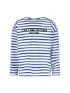 Valentino Chez Logo Long-sleeved Stripe T-shirt In Blue