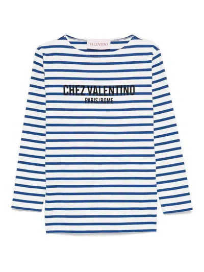 Valentino Cotton Long Sleeve T-shirt With Print In White
