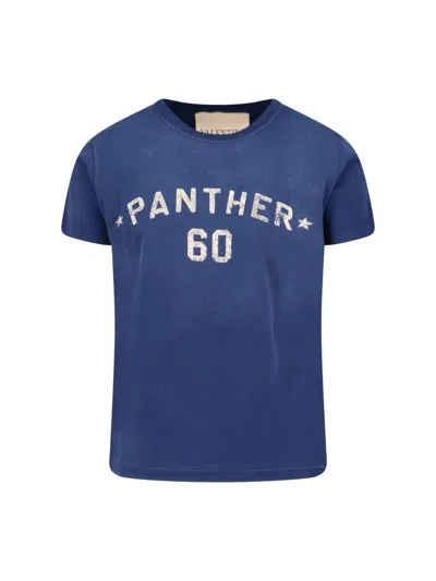 Valentino Panther Graphic Print Crew Neck T-shirt In Blue