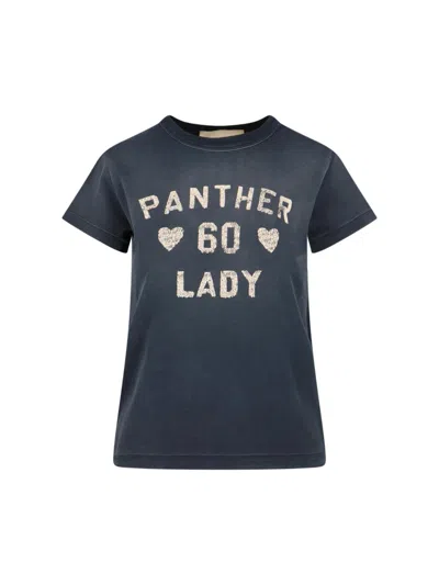 Valentino Crew Neck Graphic Print Short Sleeve Top In Blue