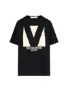 Valentino Cotton Crew Neck T-shirt Drop Shoulder In Black  