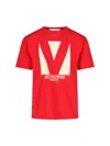 Valentino Crewneck Graphic Print T-shirt Logo In Red