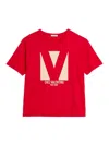 Valentino Crewneck Graphic Print T-shirt Logo In Rojo