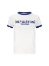 Valentino Womens Regular-fit Brand-print Cotton-jersey T-shirt Avorio Blu Elettrico In White