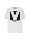 Valentino Crewneck Graphic Print Ribbed Short-sleeve Cotton Jersey In White