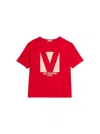 Valentino Crewneck Graphic Print T-shirt Logo In Red