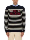 Valentino Garavani Crewneck Sweater With Bold Jacquard Motif In Black