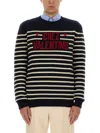 Valentino Chez  Wool Striped Sweater In Black