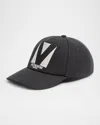 Valentino Garavani Black Baseball Cap With Butter Logo In Adjustable Cotton Women In 9lp Nero Burro