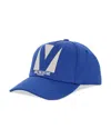 Valentino Electric Blue Cotton Baseball Cap In Blu Olimpia/avorio