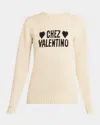 Valentino Chez  Beaded Wool Sweater In Neutral