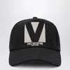 Valentino Garavani Black Baseball Cap With Butter Logo In Adjustable Cotton Women In Black