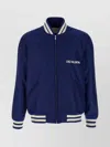 Valentino Blue Bomber Jacket In Printed Polyamide With Zip And High Collar