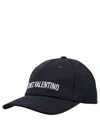 Valentino Cotton Baseball Cap With Embroidery In Black