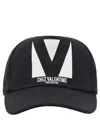 Valentino Garavani Black Hat With Logo On The Front In Cotton Man In Black