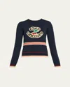 Valentino Chez  Cherry Long-sleeve Sweater In Black