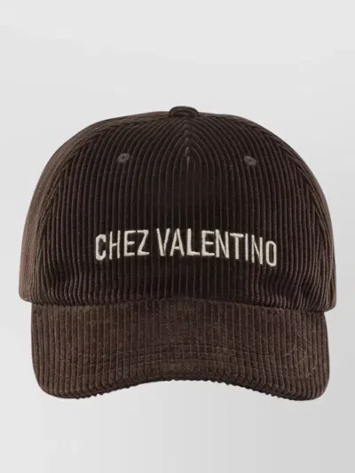 Valentino Garavani Chez Valentino Corduroy Baseball Cap Curved Brim In Brown