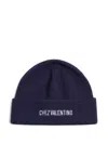 Valentino Cotton And Wool Blend Beanie With Turn-up Brim