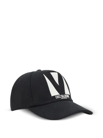 Valentino Garavani Chez Valentino Cotton Baseball Cap With Embroidery In Black