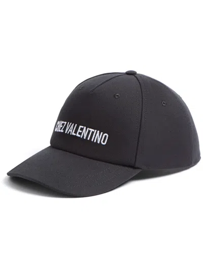 Valentino Garavani Chez Valentino Cotton Baseball Cap With Embroidery In Black