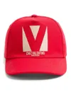 Valentino Garavani Chez Cotton Baseball Cap With Embroidery In Red