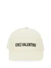 Valentino Garavani Chez  Cotton Baseball Cap Woman Black/ivory 58 In White