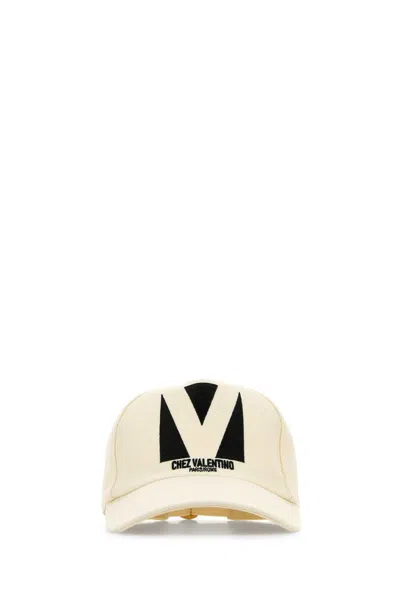 Valentino Garavani Chez Valentino Cotton Baseball Cap With Embroidery In Transparent