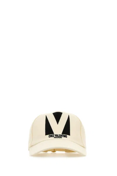 Valentino Garavani Chez Valentino Cotton Baseball Hat With Embroidery In White