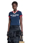 Valentino Crew Neck Cotton T-shirt With Contrast Trim In Blue