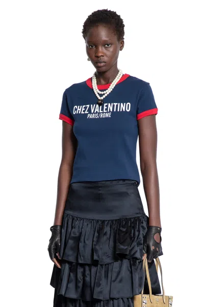 Valentino Chez  Cotton Jersey T-shirt In Blue