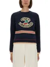 Valentino 'atelier Crew Neck Knitwear With Ribbed Hem And Cuffs' In Blue