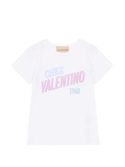 Valentino Womens Bianco Text-print Round-neck Cotton T-shirt In White