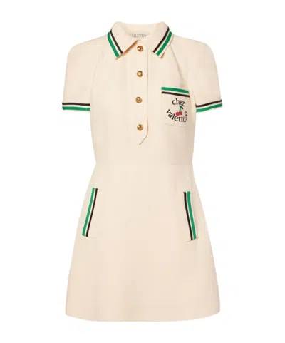 Valentino Chez  Crepe Couture Minidress In Neutral