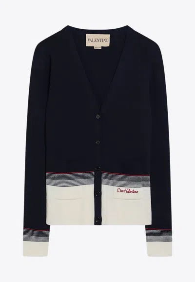 VALENTINO CHEZ VALENTINO EMBROIDERED WOOL CARDIGAN