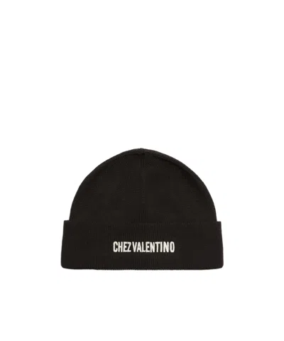 Valentino Garavani Chez Valentino-embroidery Beanie In Black