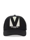Valentino Garavani Black Hat With Logo On The Front In Cotton Man
