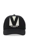 Valentino Garavani Black Hat With Logo On The Front In Cotton Man