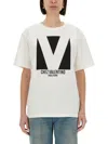 Valentino Crewneck Graphic Print Ribbed Short-sleeve Cotton Jersey In Multi
