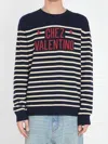Valentino Garavani Crewneck Sweater With Bold Jacquard Motif In Black
