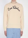 Valentino Beige Embroidered Wool Sweater In Beige