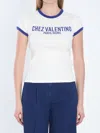Valentino Womens Regular-fit Brand-print Cotton-jersey T-shirt Avorio Blu Elettrico In Beige