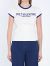 Valentino Womens Regular-fit Brand-print Cotton-jersey T-shirt Avorio Blu Elettrico In Beige