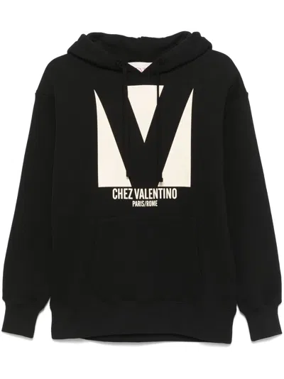 Valentino Women's Sweatshirt With Chez Print In Black