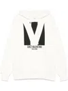 Valentino Ivory Cotton Hoodie With Large Logo In Neutrals
